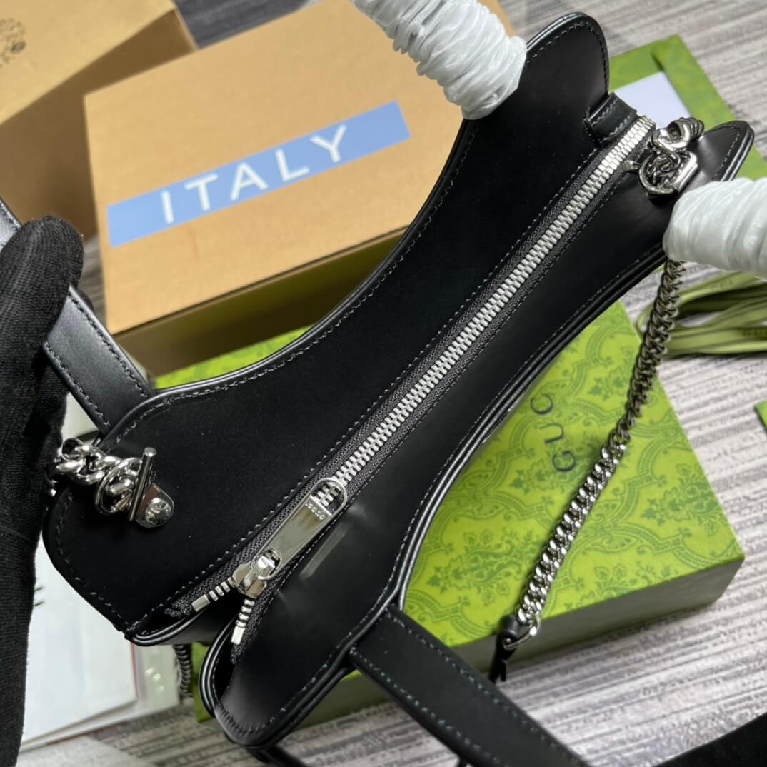 gg 745918 totes handbag 28cm black genuine leather