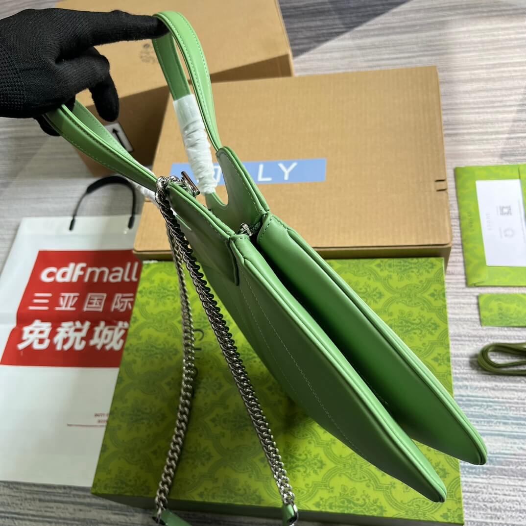 gg 745918 totes handbag 28cm light green genuine leather