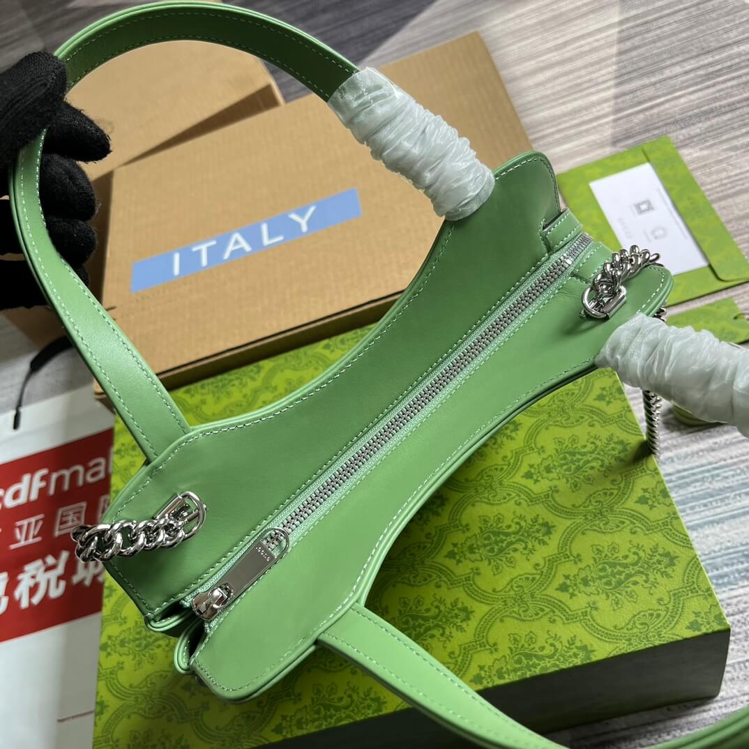 gg 745918 totes handbag 28cm light green genuine leather