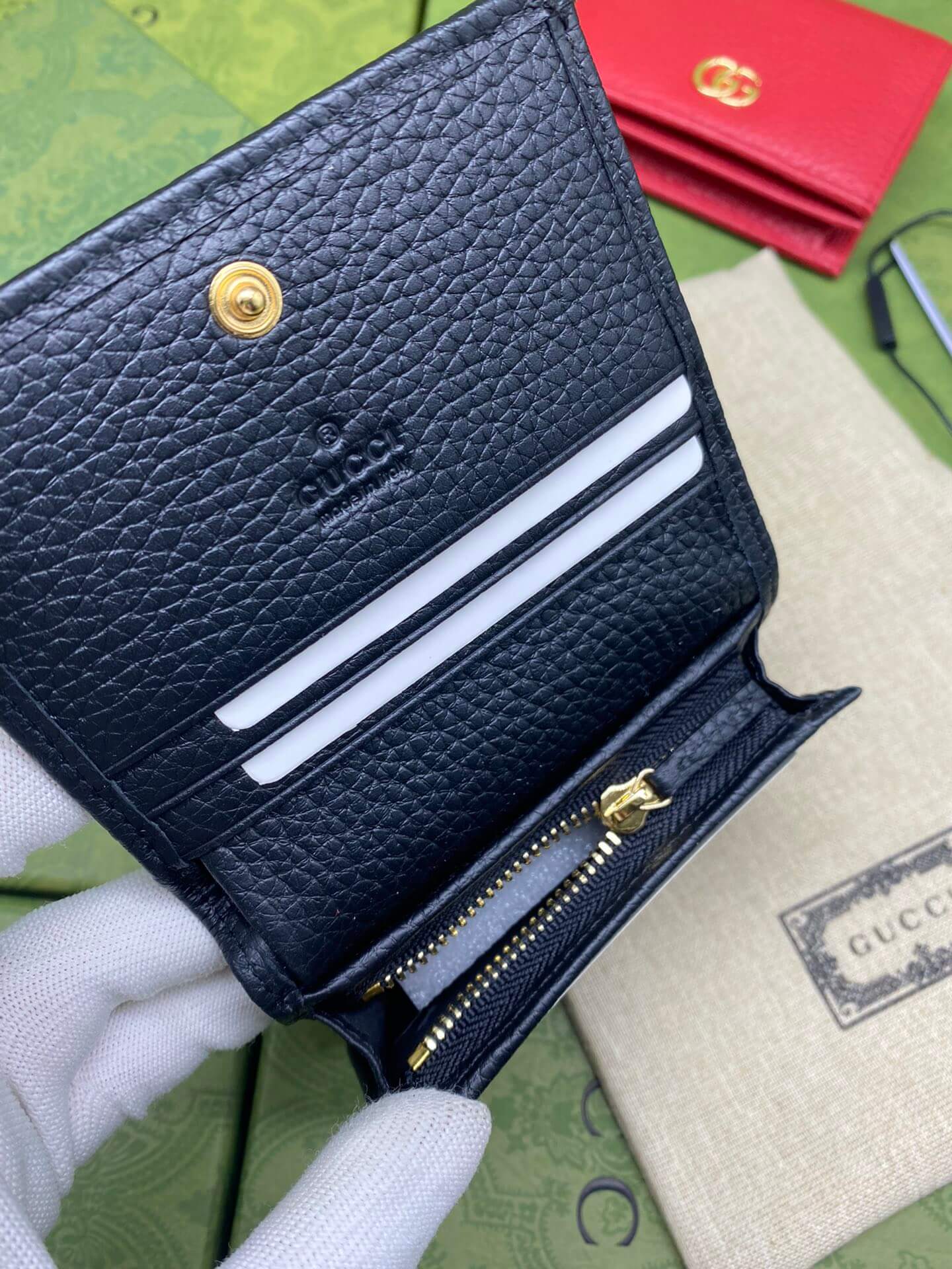 gg pure cowhide wallet black short design