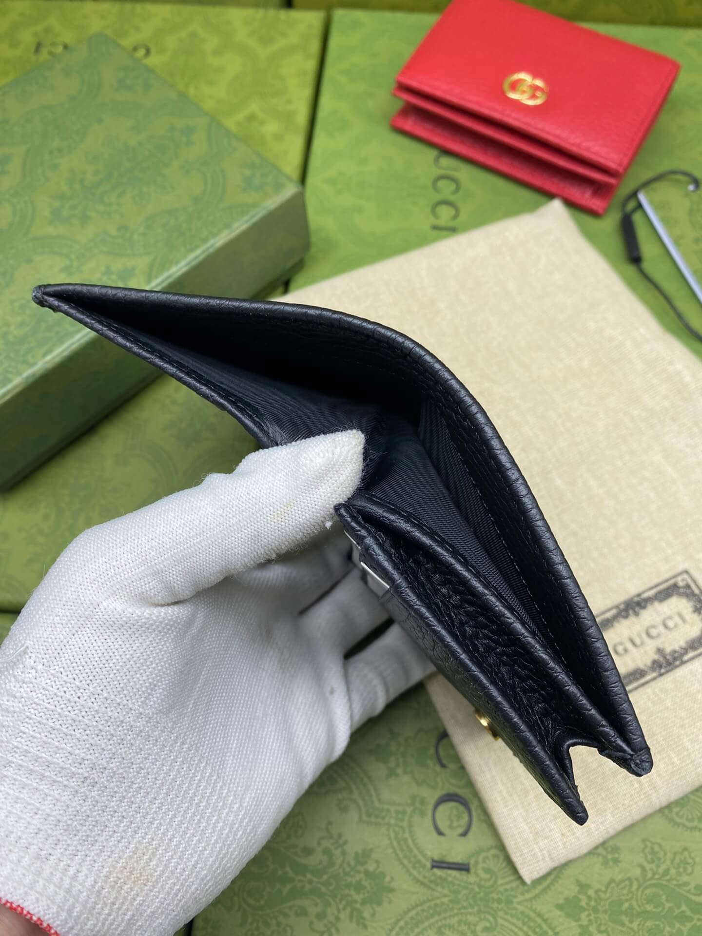 gg pure cowhide wallet black short design