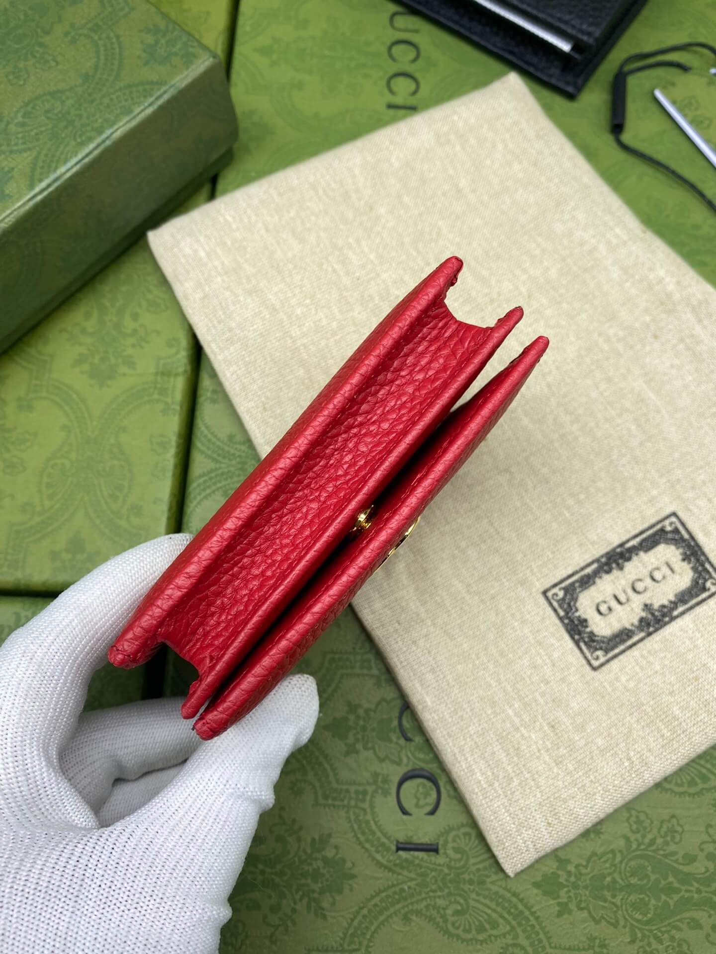 gg pure cowhide wallet red short design