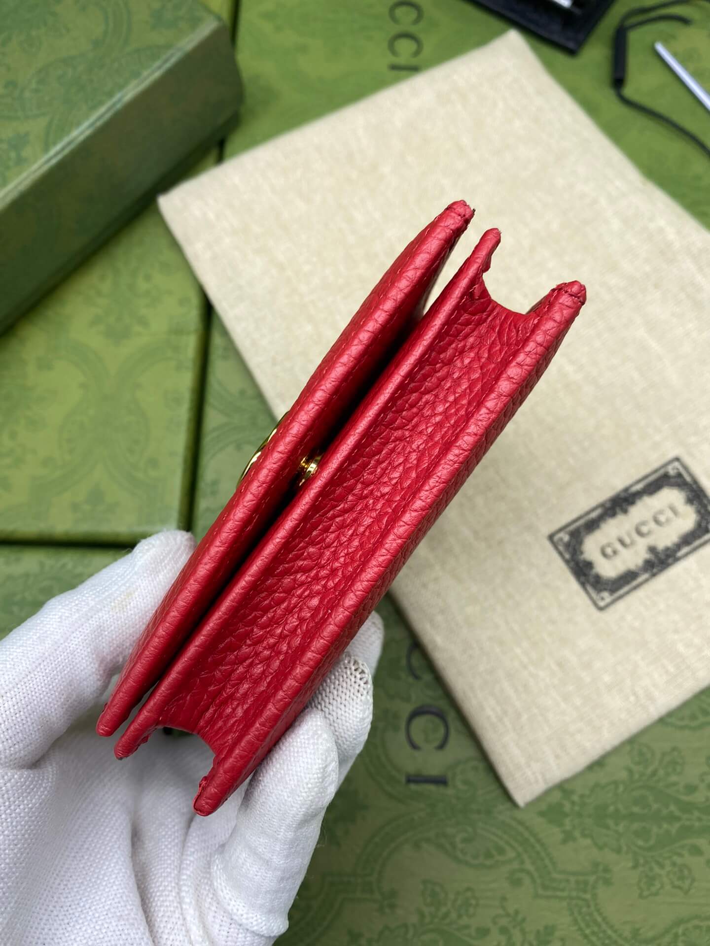 gg pure cowhide wallet red short design