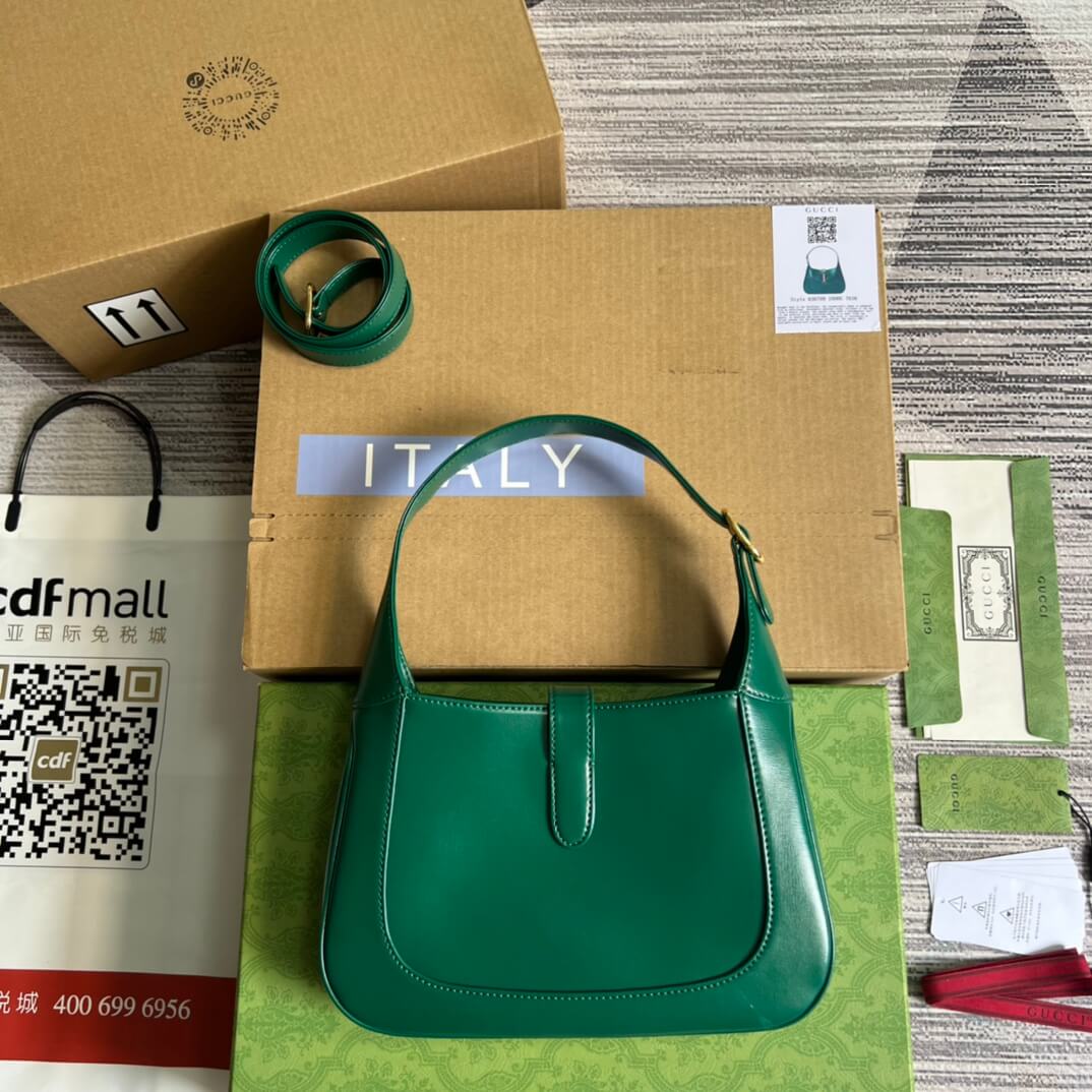 gg636709 subaxillary bag 28cm green cowhide