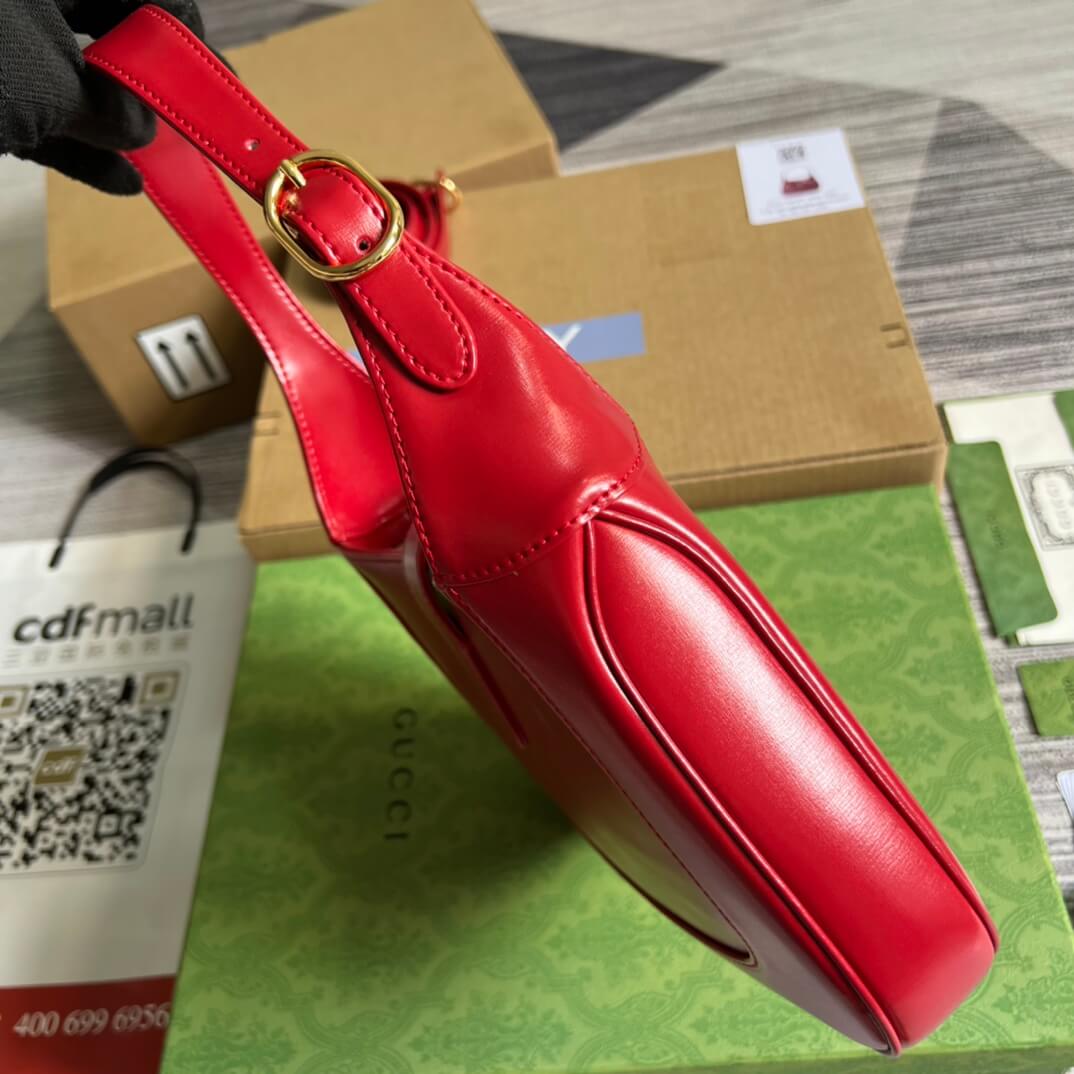 gg636709 subaxillary bag 28cm red cowhide