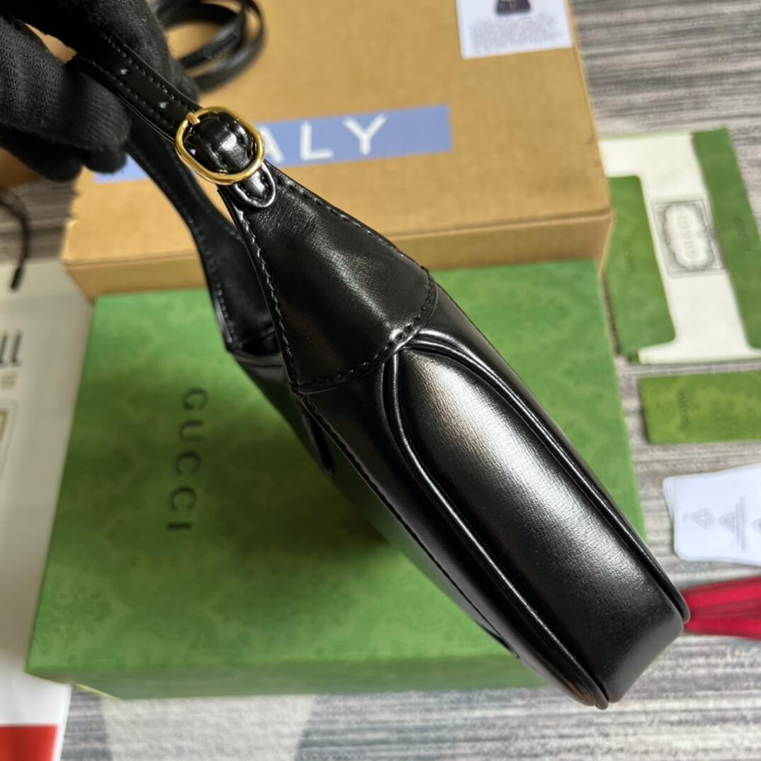 gg637091 handbag subaxillary bag 19cm black cowhide