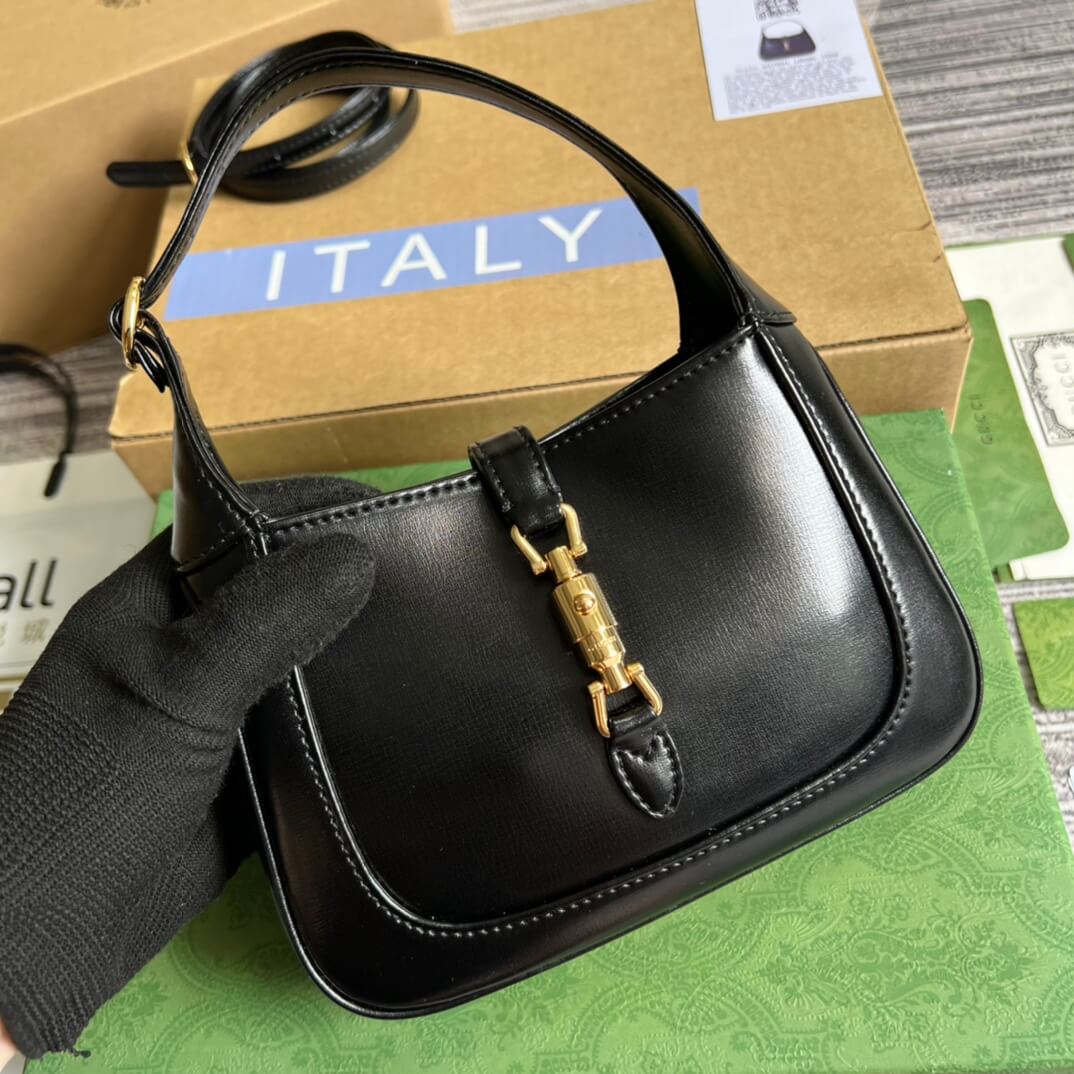 gg637091 handbag subaxillary bag 19cm black cowhide