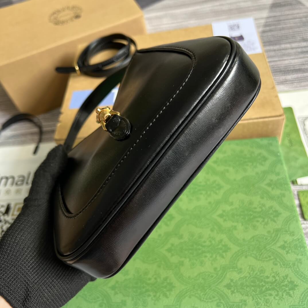 gg637091 handbag subaxillary bag 19cm black cowhide