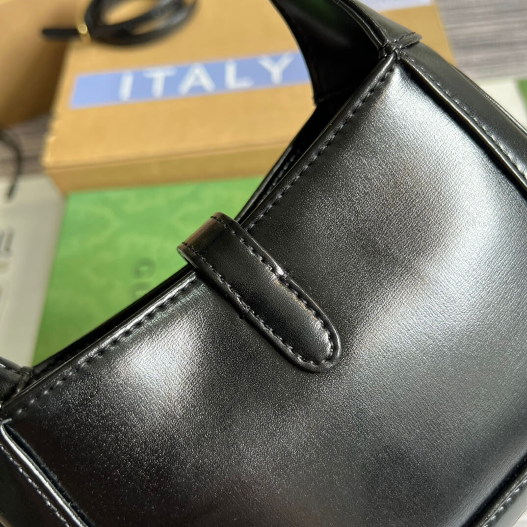 gg637091 handbag subaxillary bag 19cm black cowhide