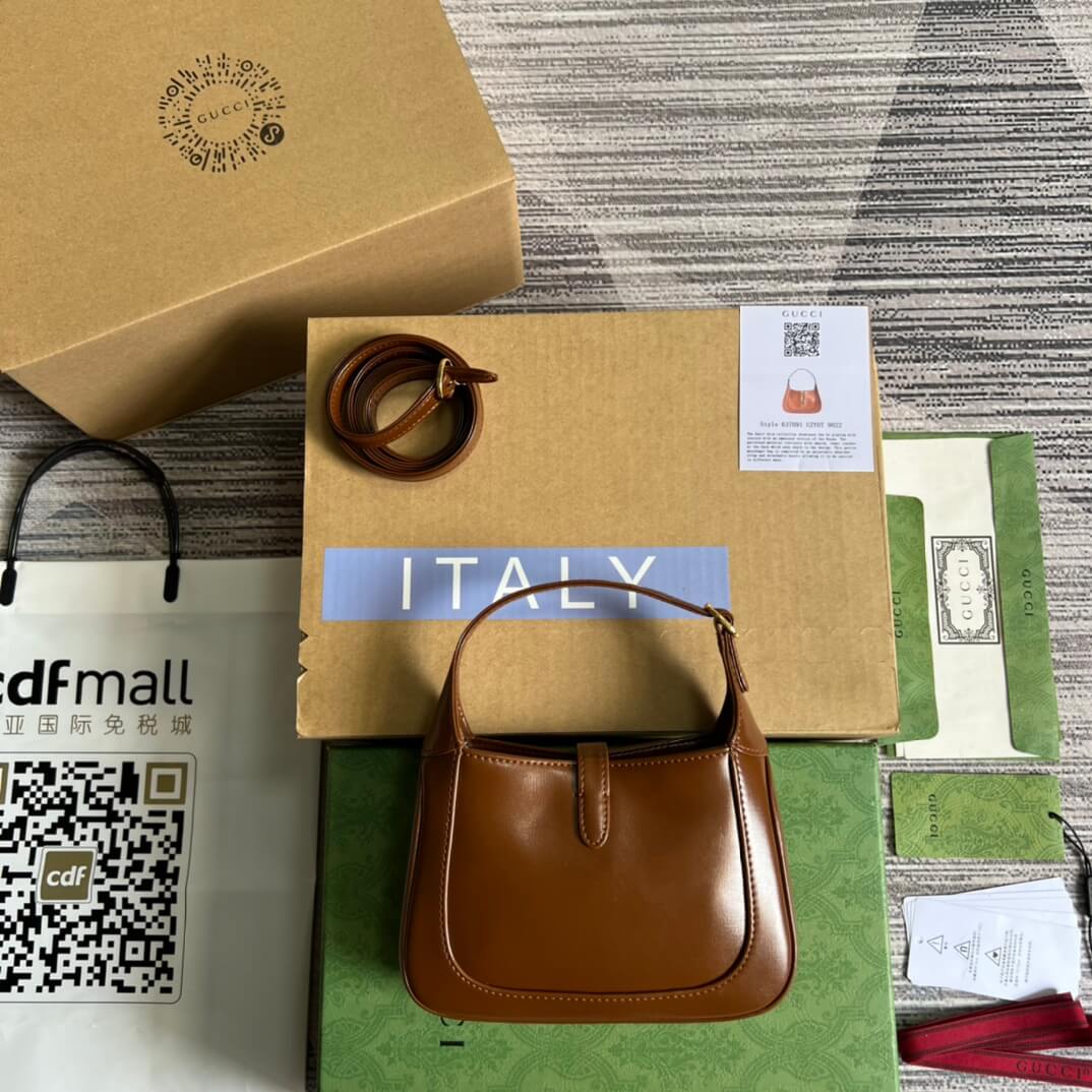 gg637091 handbag subaxillary bag 19cm brown cowhide
