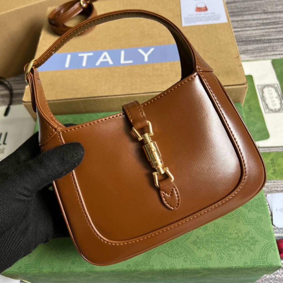 gg637091 handbag subaxillary bag 19cm brown cowhide