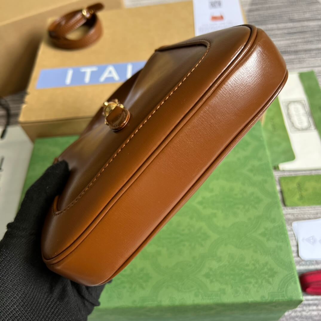 gg637091 handbag subaxillary bag 19cm brown cowhide