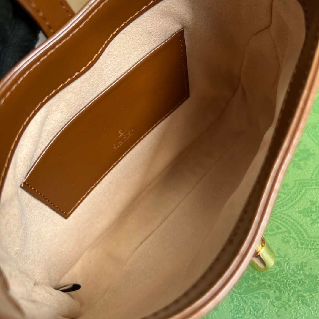 gg637091 handbag subaxillary bag 19cm brown cowhide