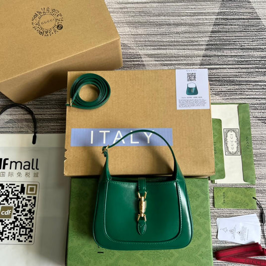 gg637091 handbag subaxillary bag 19cm green cowhide