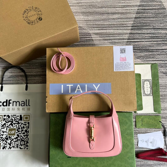 gg637091 handbag subaxillary bag 19cm pink cowhide