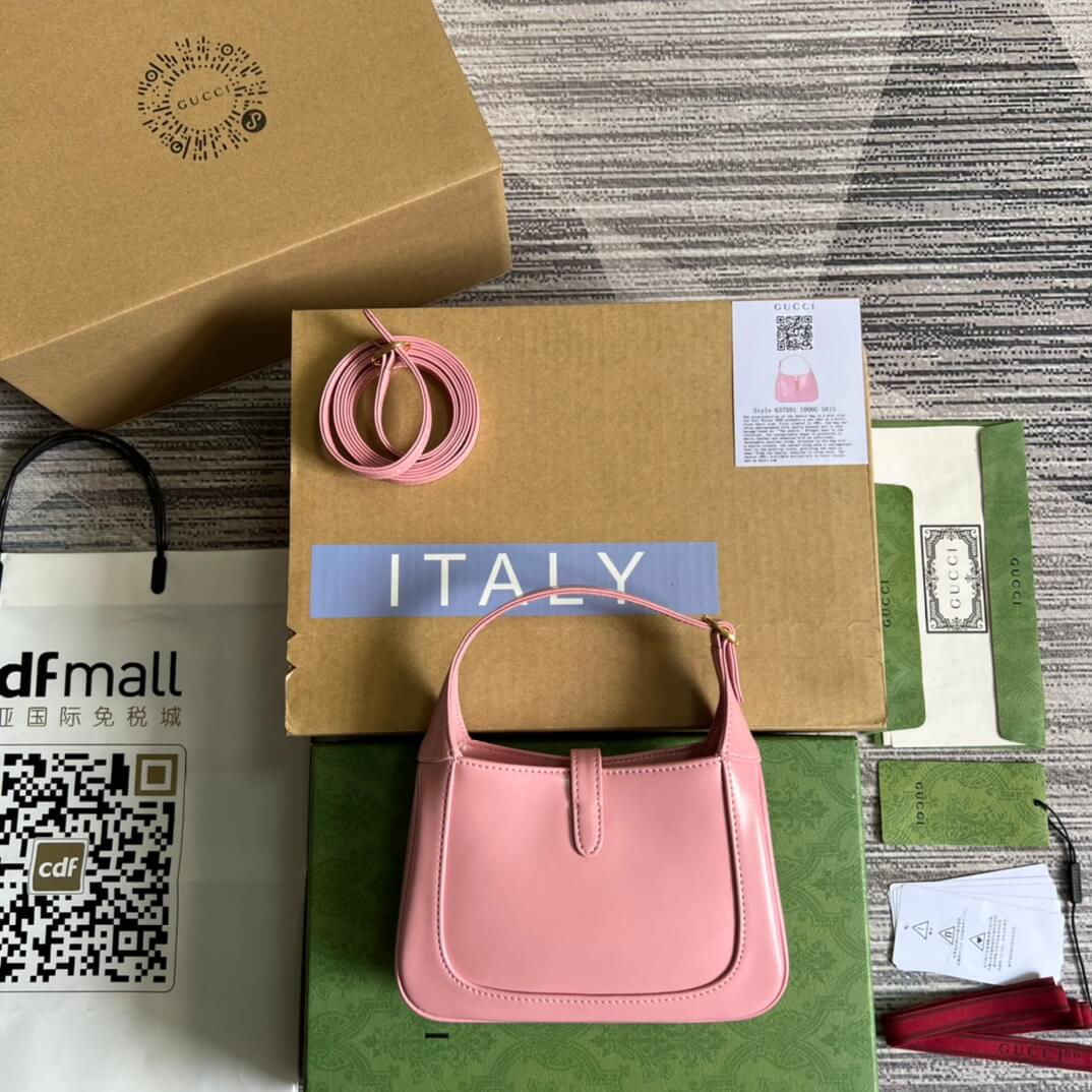 gg637091 handbag subaxillary bag 19cm pink cowhide