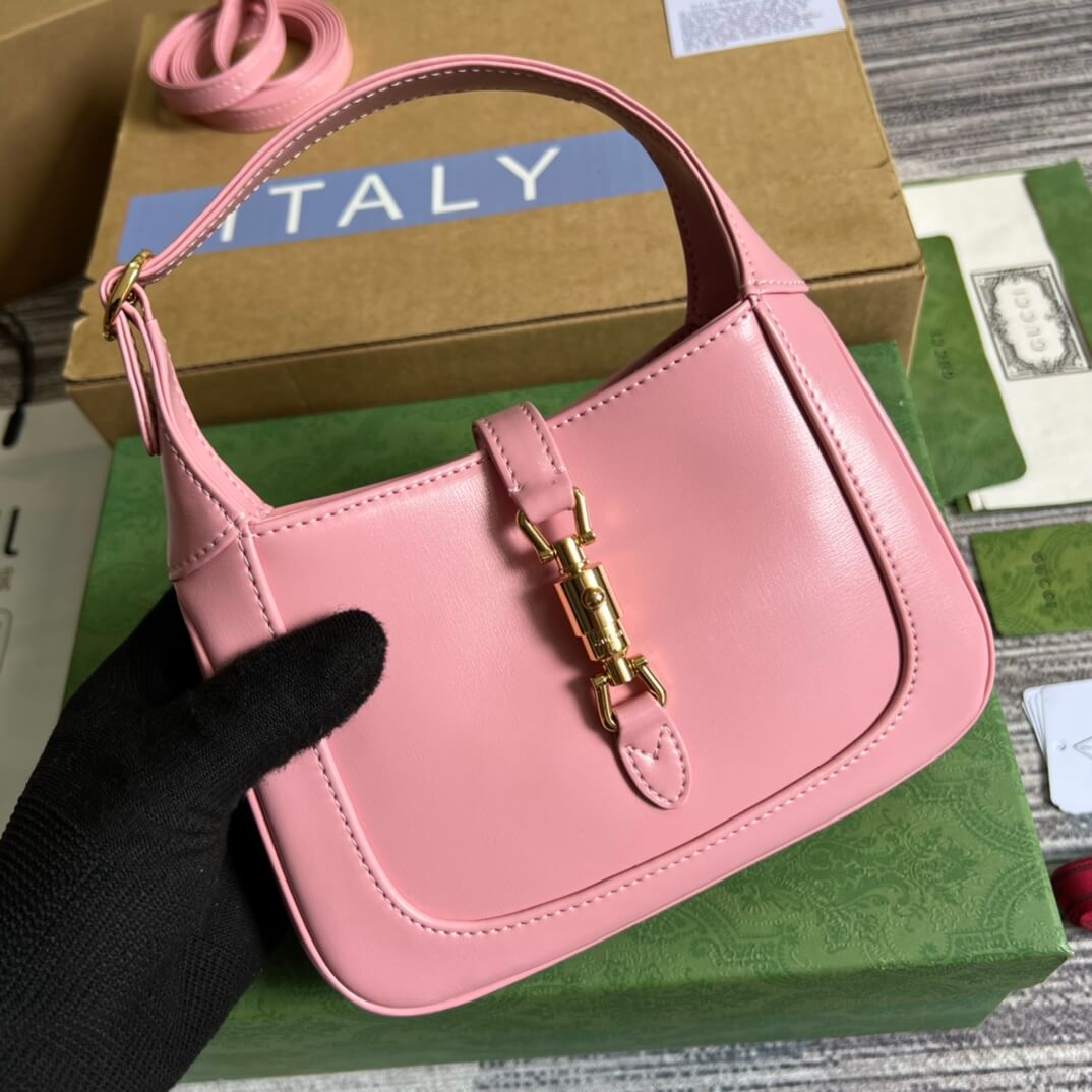 gg637091 handbag subaxillary bag 19cm pink cowhide