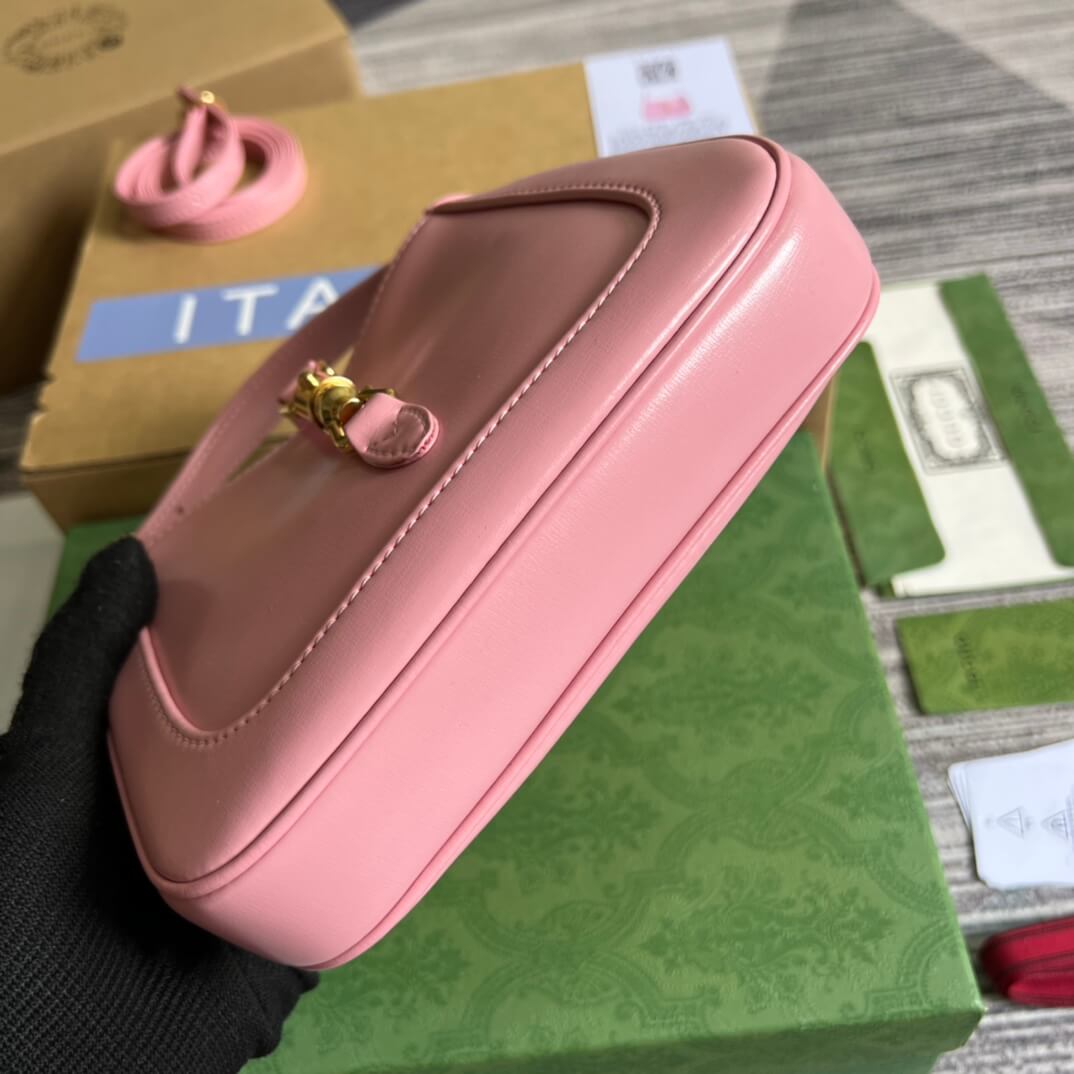 gg637091 handbag subaxillary bag 19cm pink cowhide