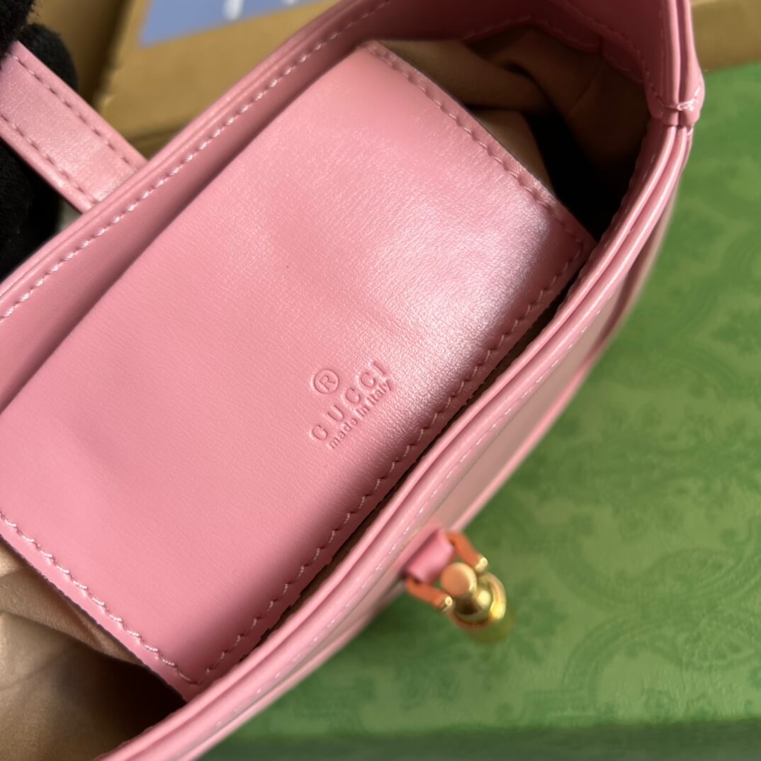 gg637091 handbag subaxillary bag 19cm pink cowhide