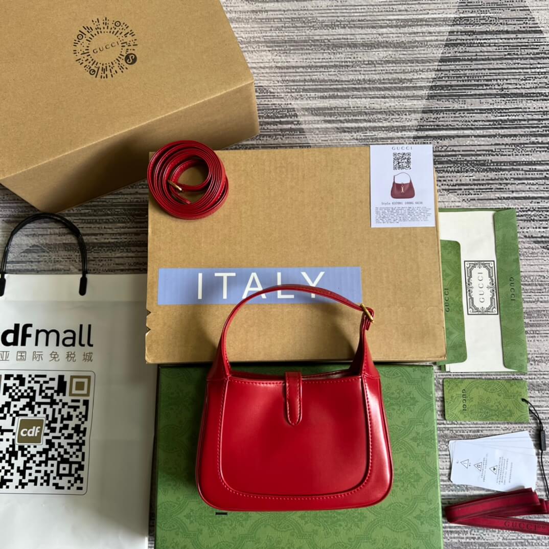 gg637091 handbag subaxillary bag 19cm red cowhide