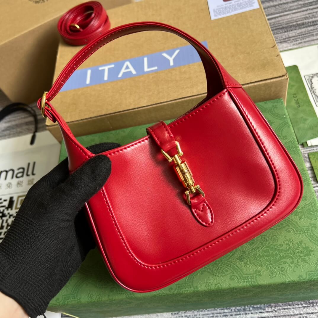 gg637091 handbag subaxillary bag 19cm red cowhide