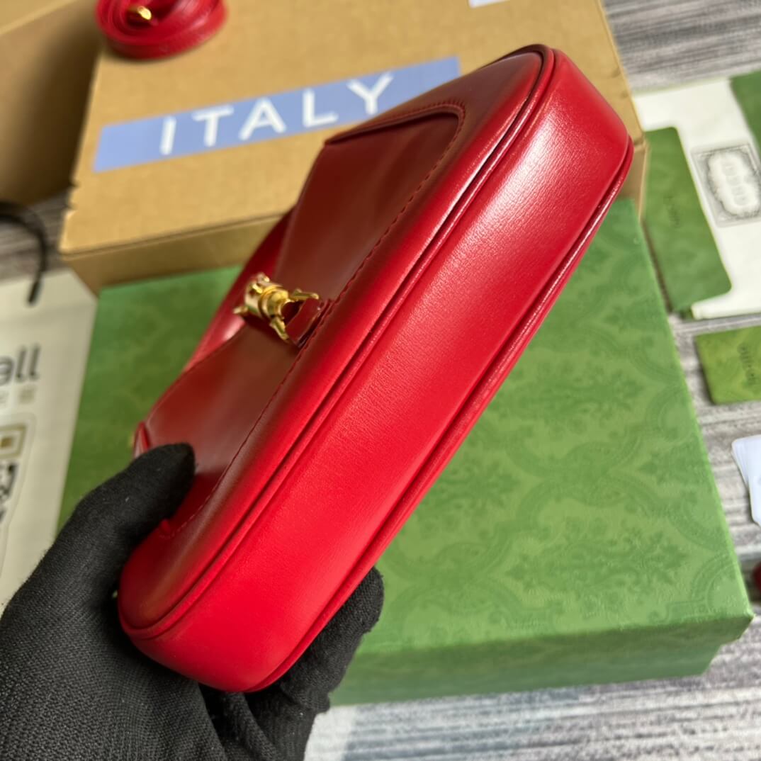 gg637091 handbag subaxillary bag 19cm red cowhide