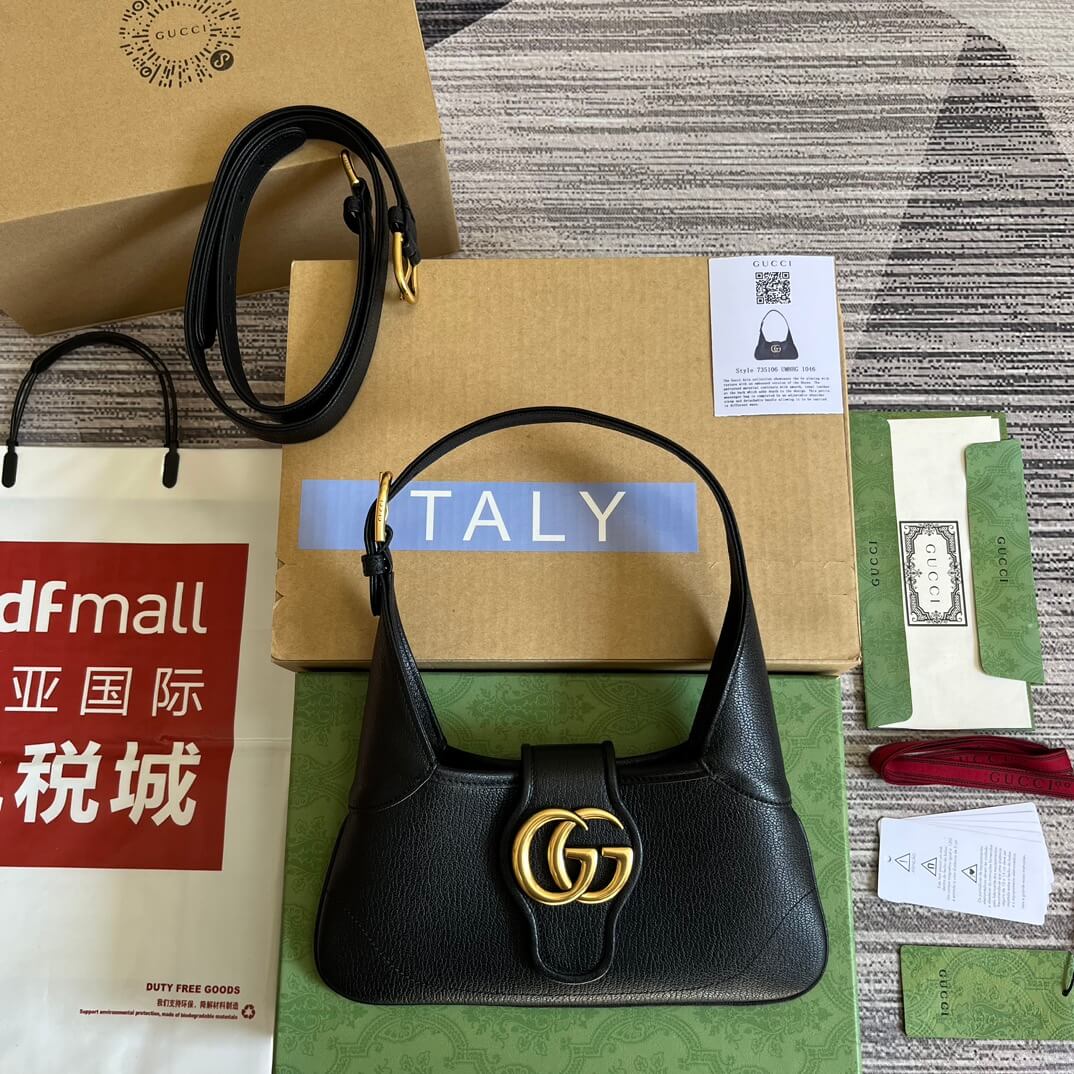 gg735106 aphrodite subaxillary bag 27cm black cowhide
