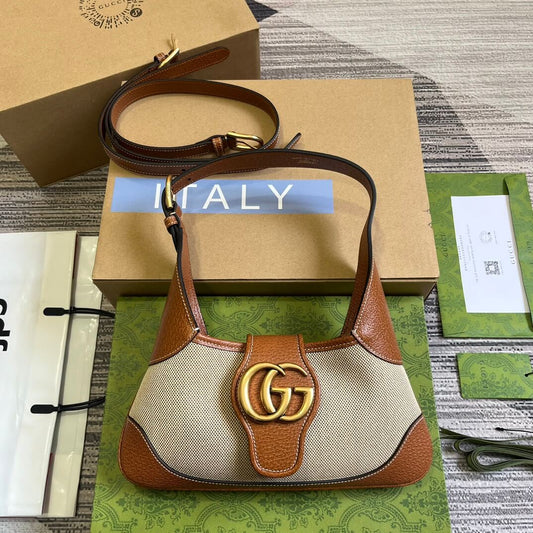 gg735106 aphrodite subaxillary bag 27cm brown canvas cowhide