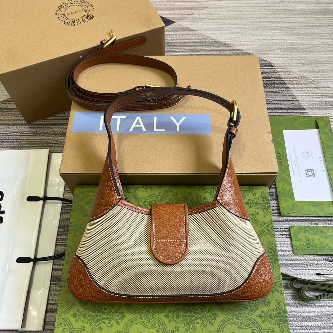gg735106 aphrodite subaxillary bag 27cm brown canvas cowhide