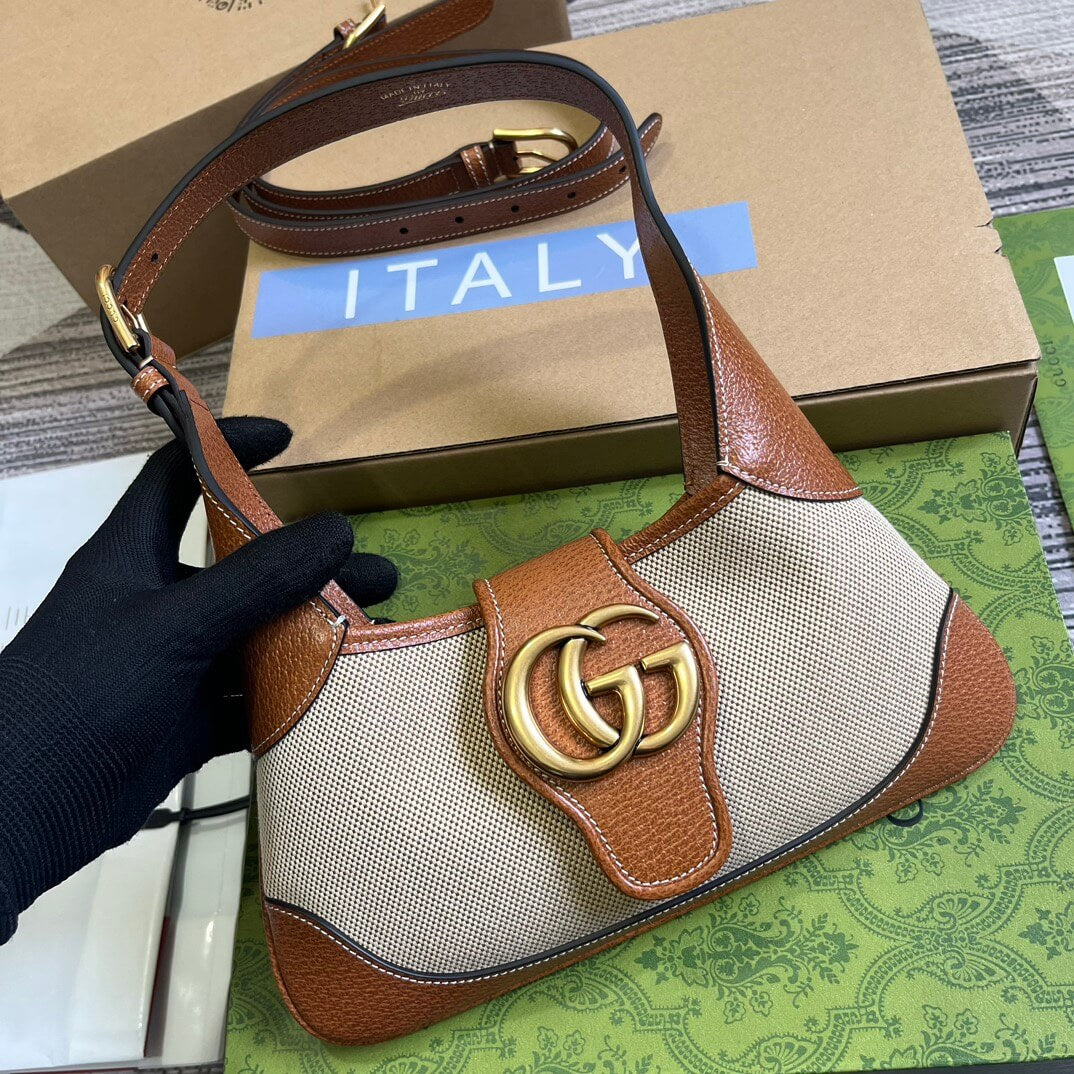 gg735106 aphrodite subaxillary bag 27cm brown canvas cowhide