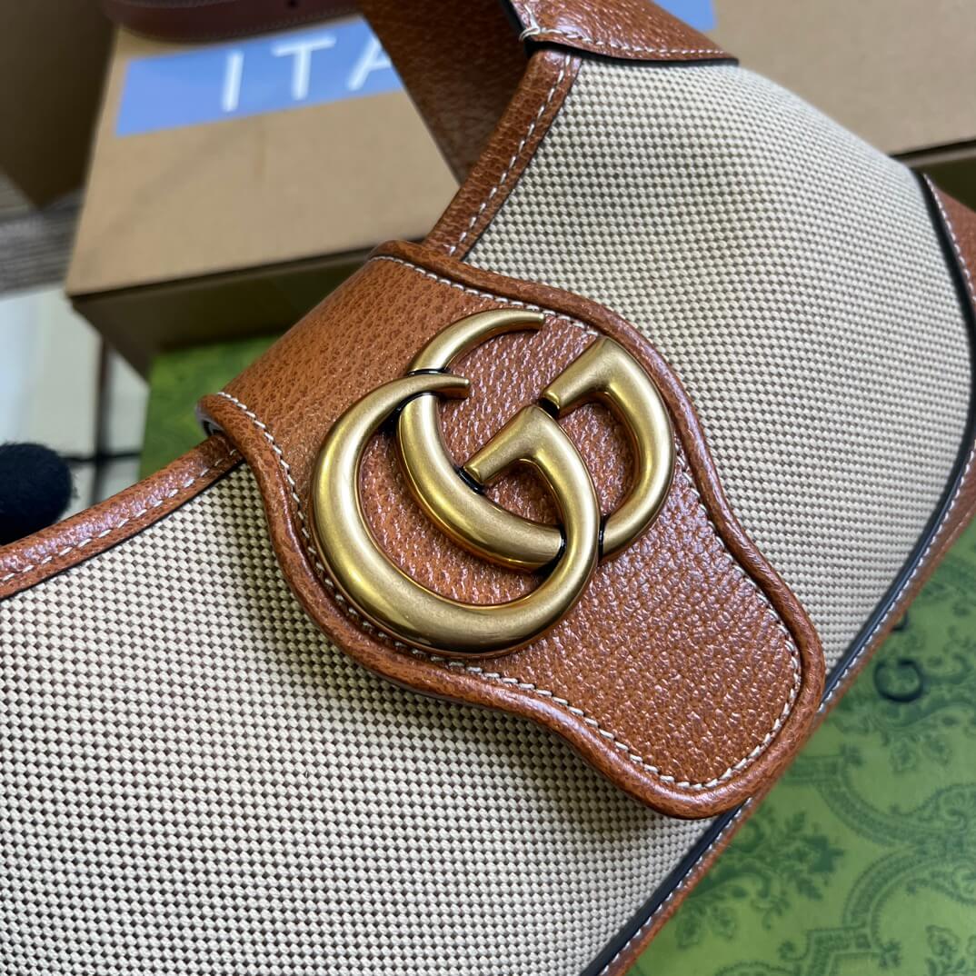 gg735106 aphrodite subaxillary bag 27cm brown canvas cowhide