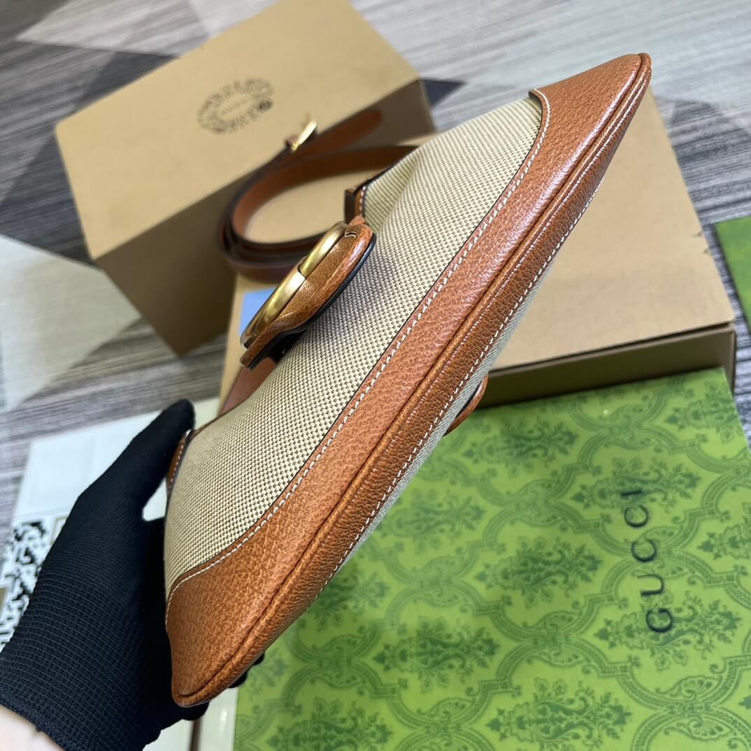 gg735106 aphrodite subaxillary bag 27cm brown canvas cowhide