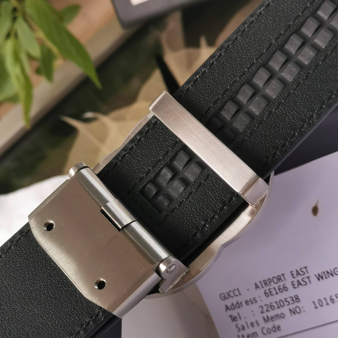 gu belt cowhide leather blue silver buckle wide 3 4cm automatic buckle 1