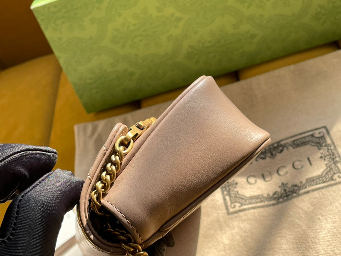 476433 dusty pink gg marmont matelasse leather super mini bag