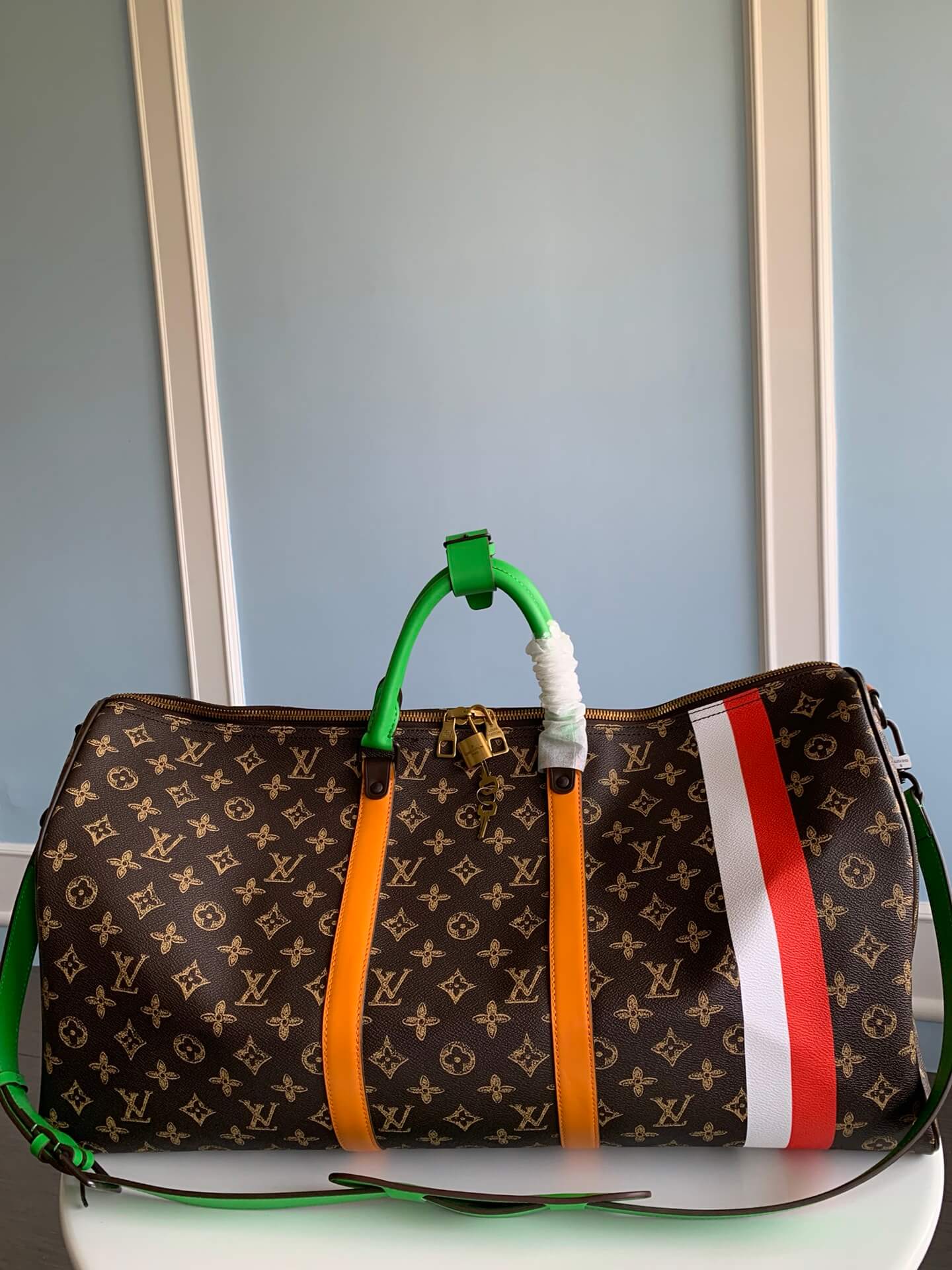 keepall 55 monogram mens bag travel bag coffee brown