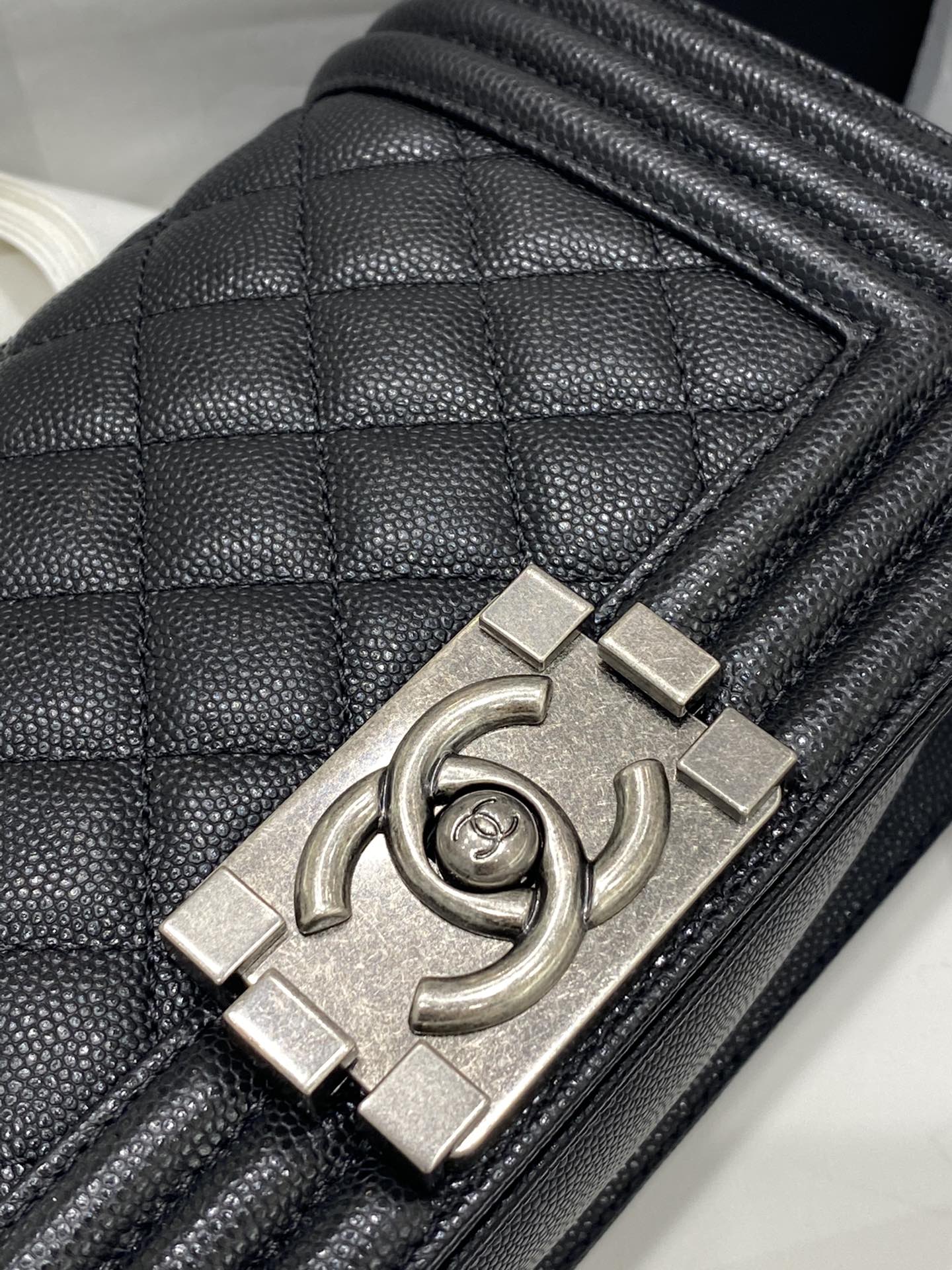 black leboy 20cm small size diamond lattice ancient silver french original haas small ball caviar cowhide