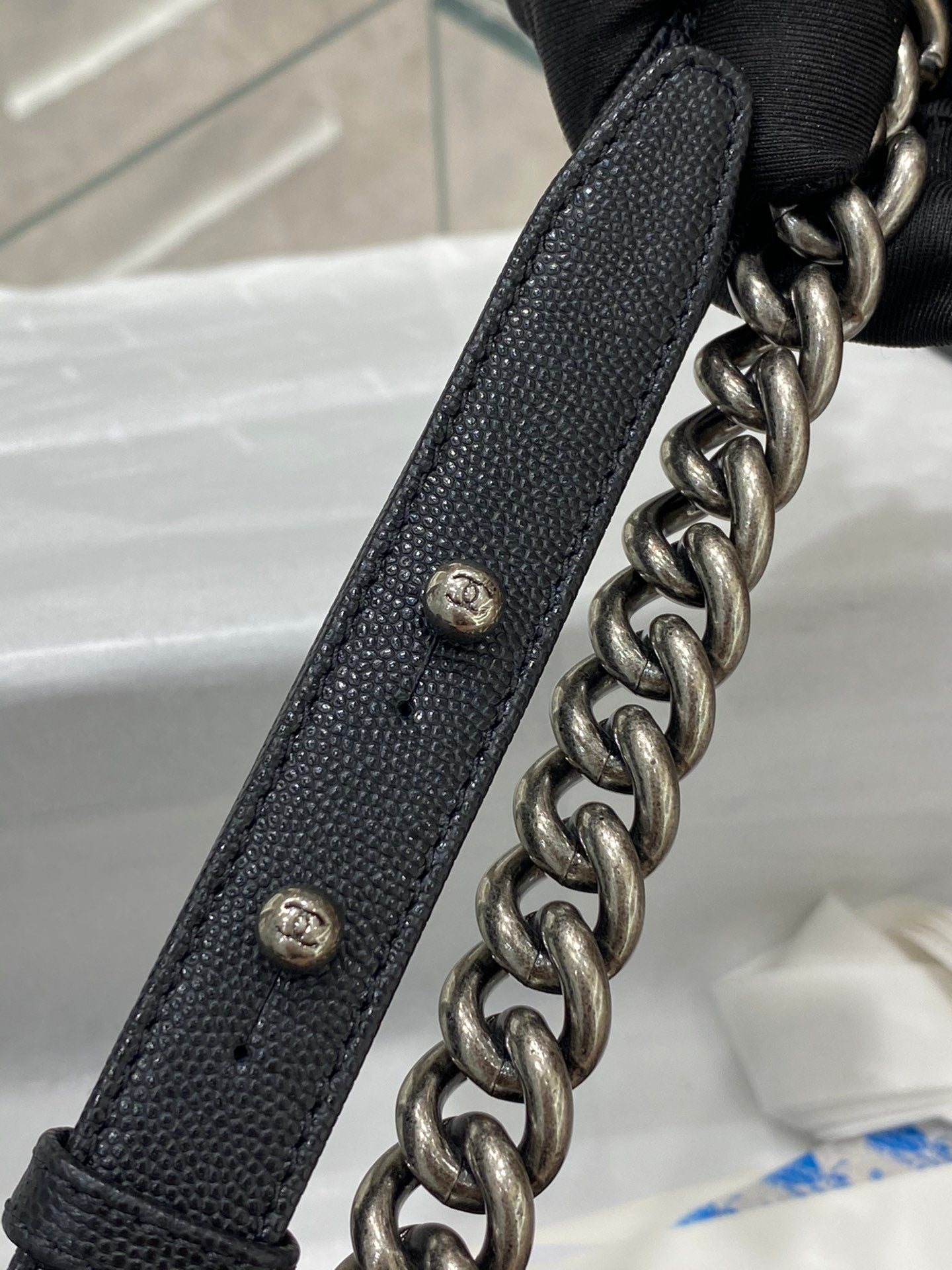 black leboy 20cm small size diamond lattice ancient silver french original haas small ball caviar cowhide