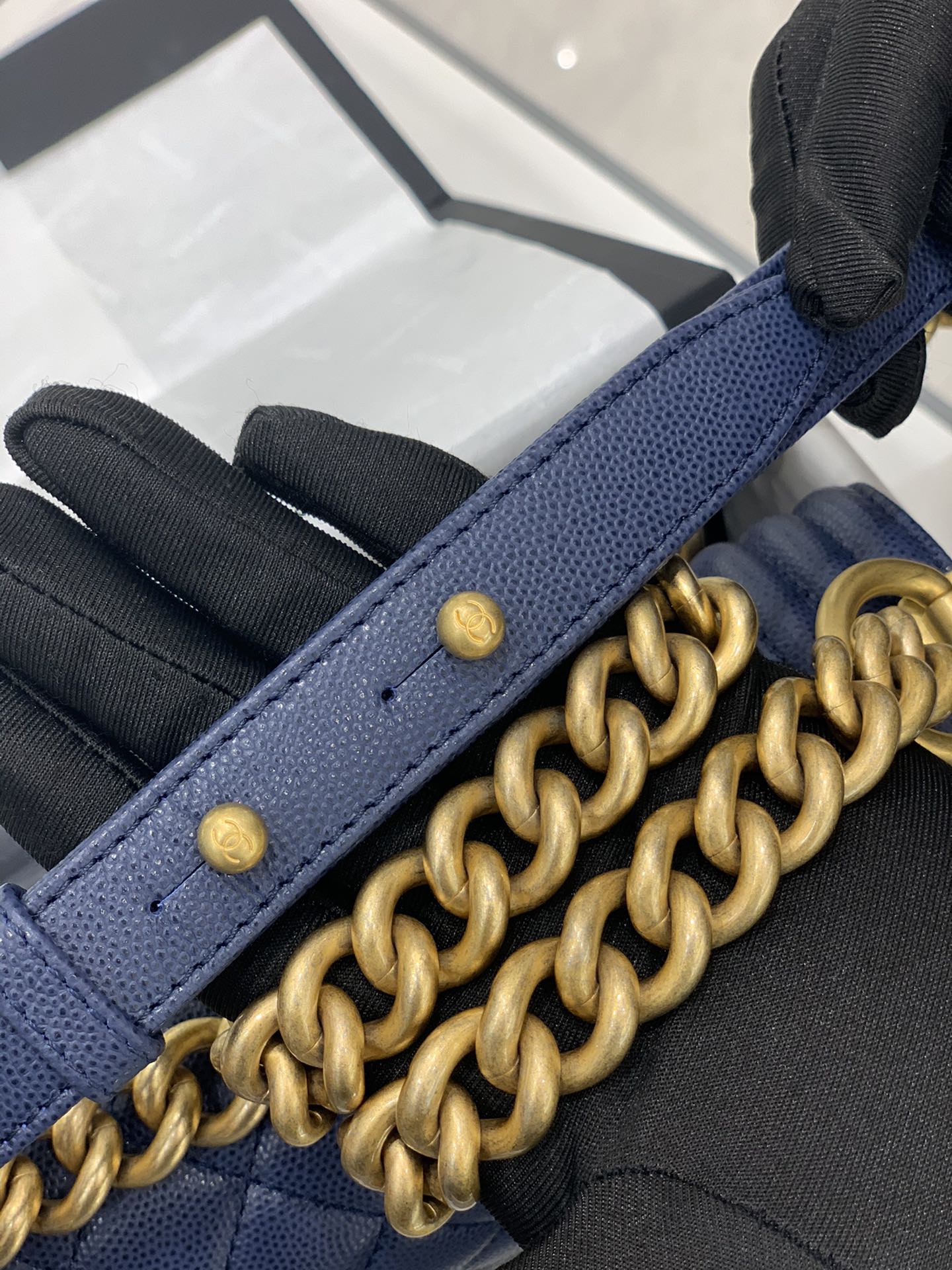dark blue leboy 20cm small size maroon diamond lattice ancient silver originalfrench haas small ball caviar cowhide
