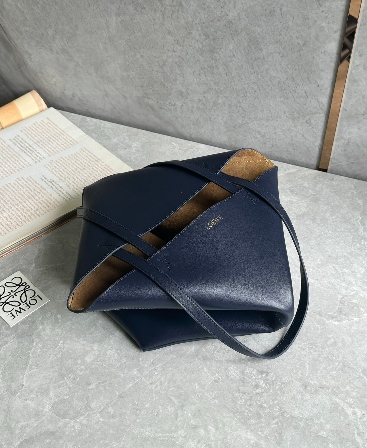 Loewe Puzzle Fold Tote Handbag 0693 Dark Blue