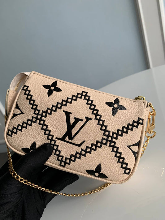 louis vuitton lv m81140 mini pochette accessoires white embroidery