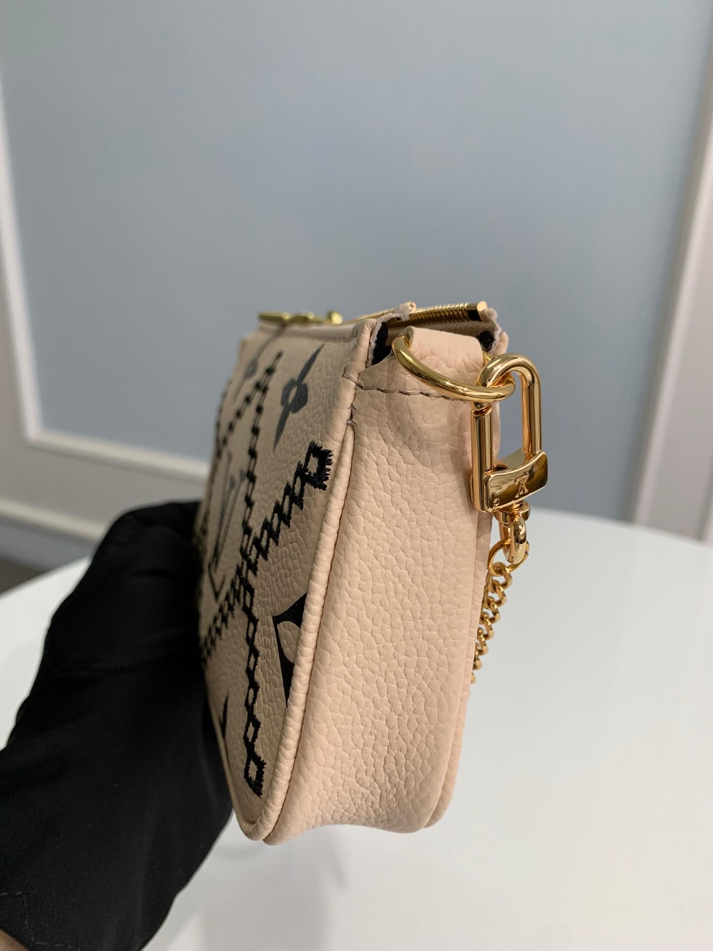 louis vuitton lv m81140 mini pochette accessoires white embroidery