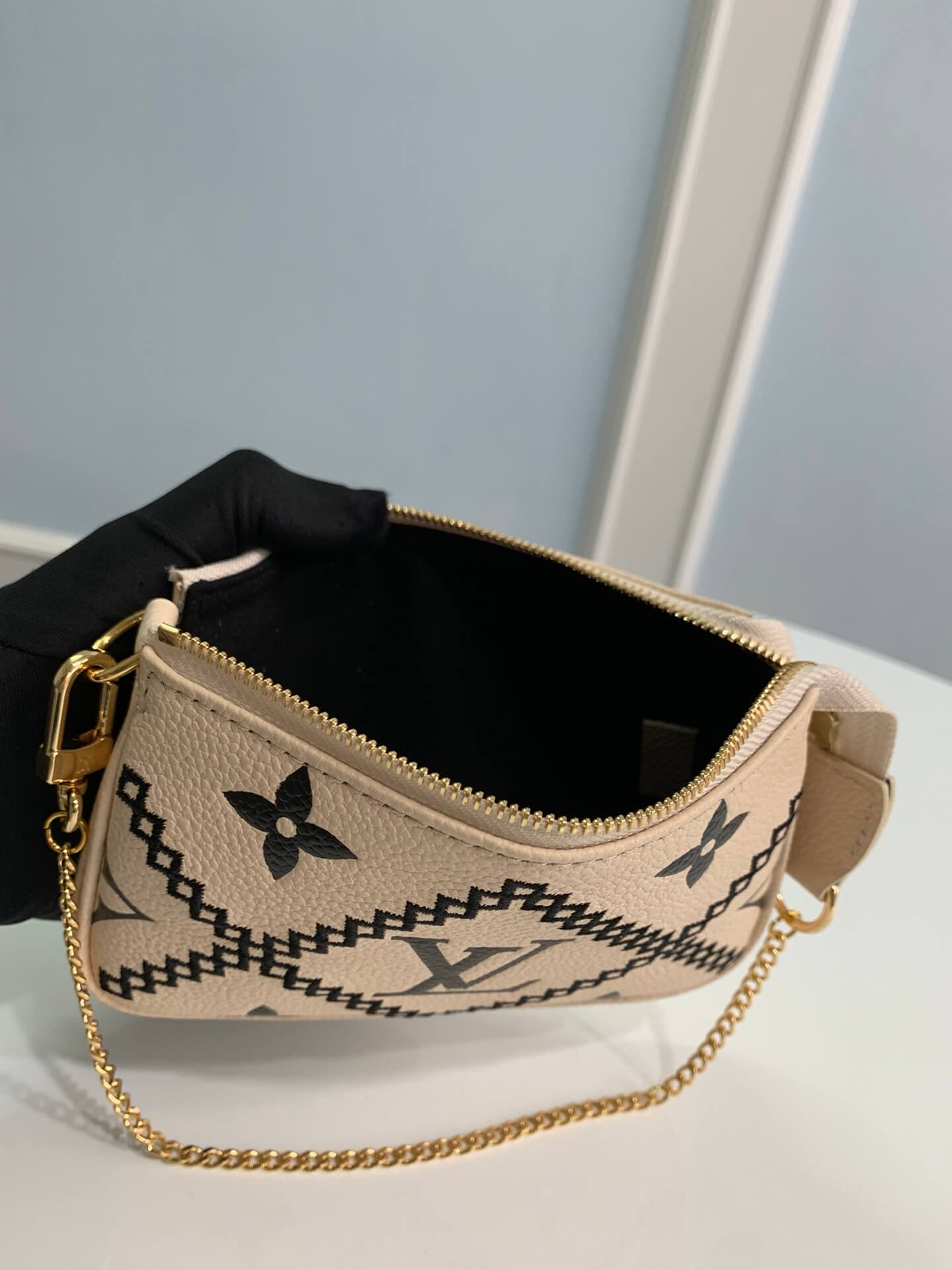louis vuitton lv m81140 mini pochette accessoires white embroidery