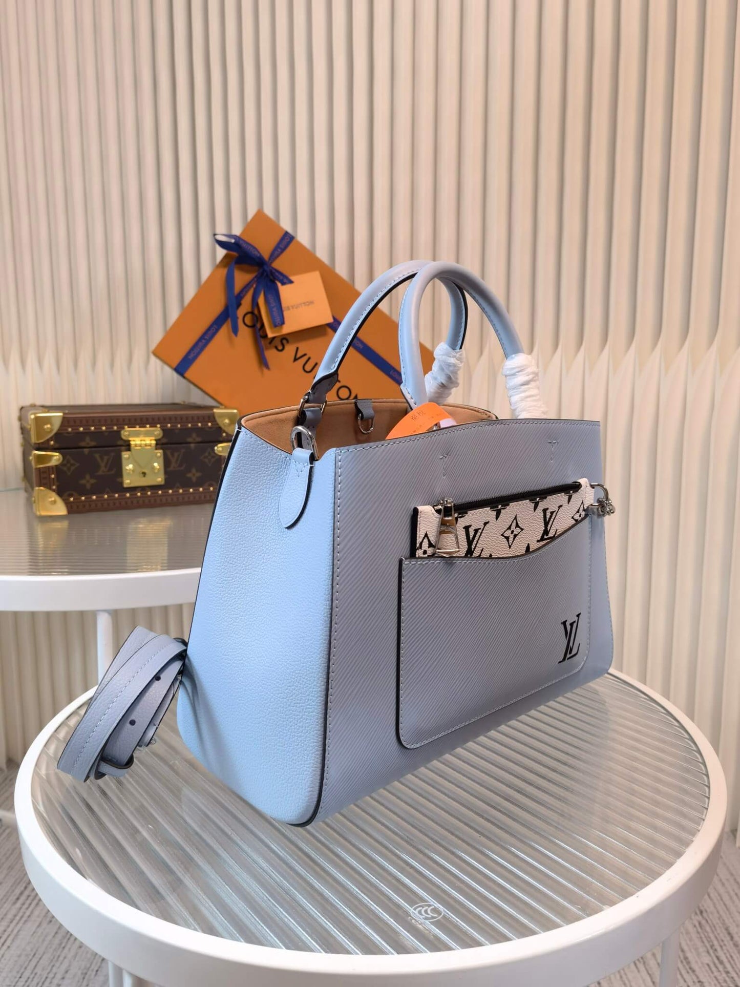 m59953 marelle tote handbag mm blue free shipping