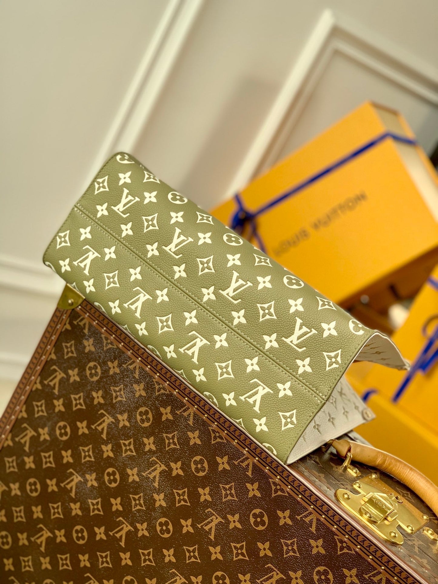 louis vuitton monogram empreinte onthego mm tote bag m46060 green grey
