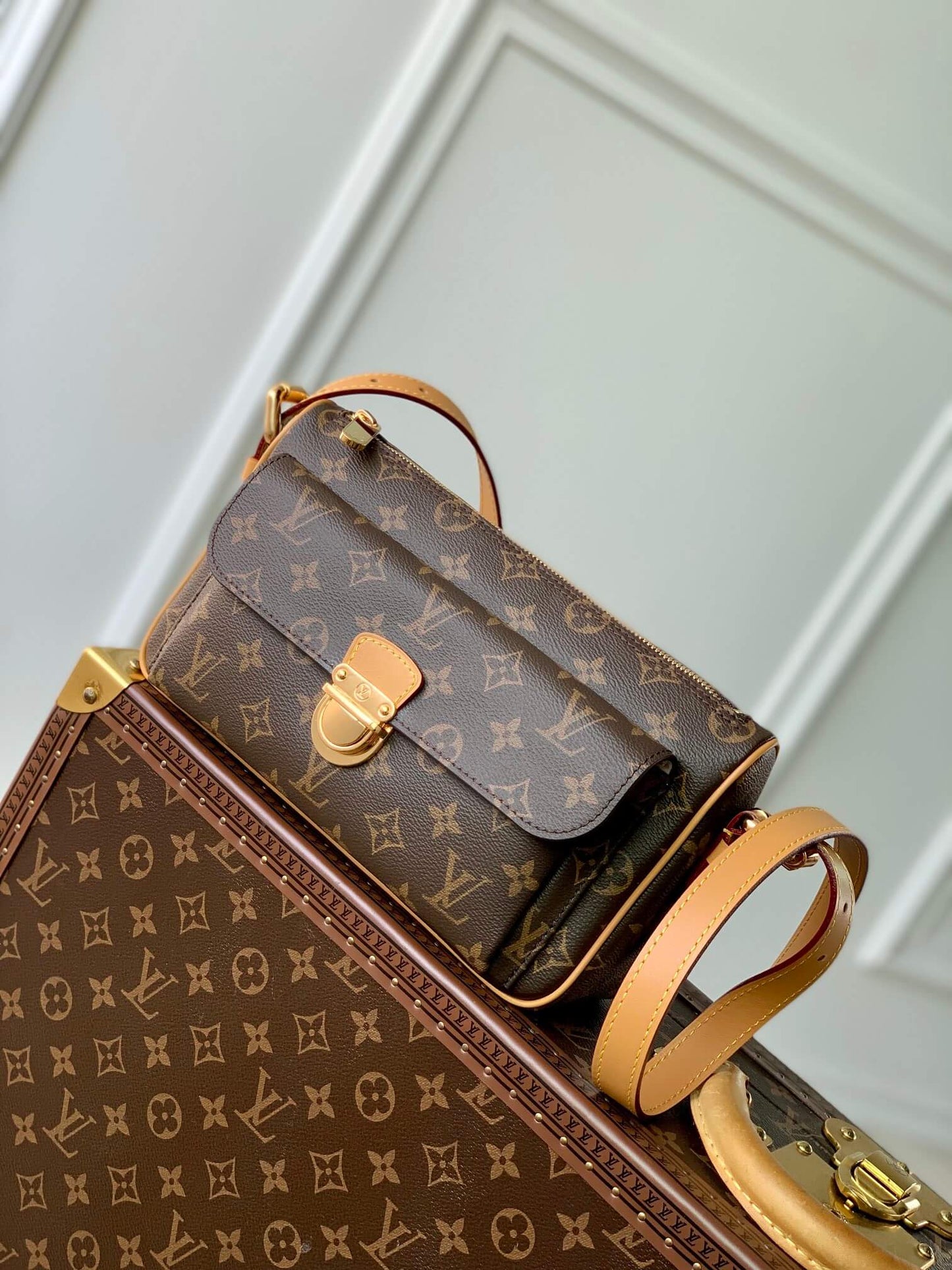 louv m60006 middle ancient bag damier 27cm brown