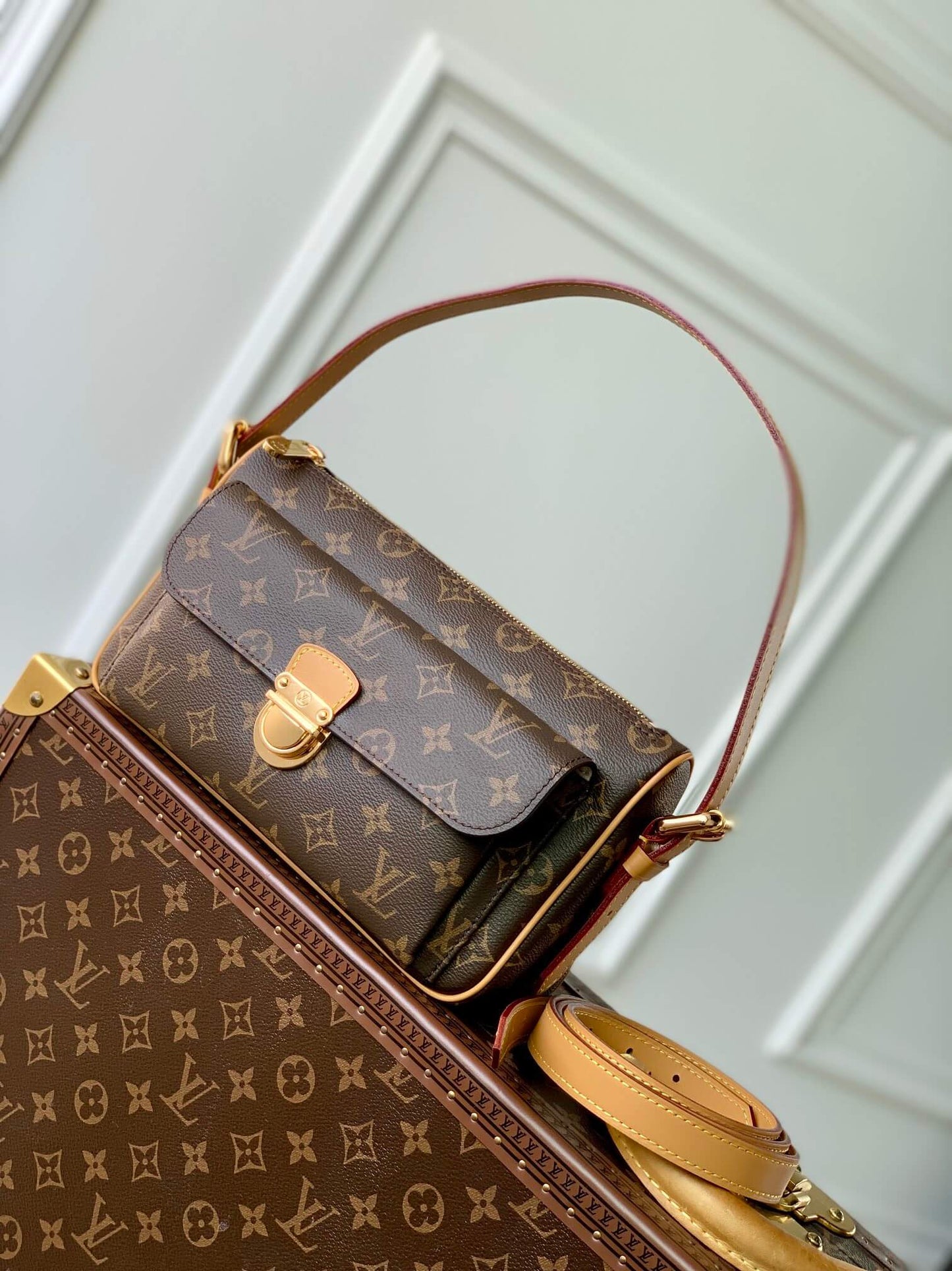 louv m60006 middle ancient bag damier 27cm brown