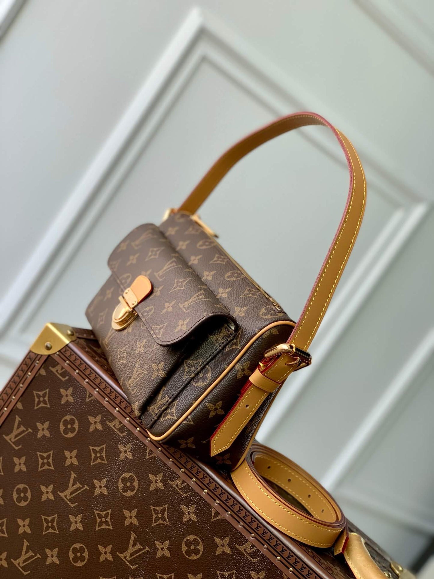 louv m60006 middle ancient bag damier 27cm brown