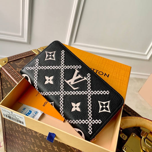 louis vuitton lv zippy wallet m81141 black embroidery