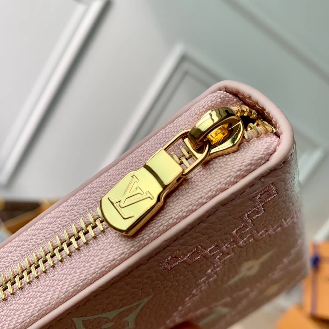 louis vuitton lv zippy wallet m81141 pink embroidery