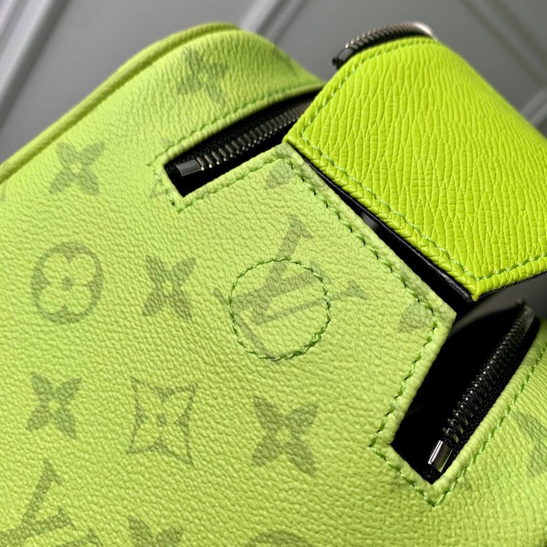 m10144 dopp kit taiga monogram 28cm neon yellow free shipping wallet